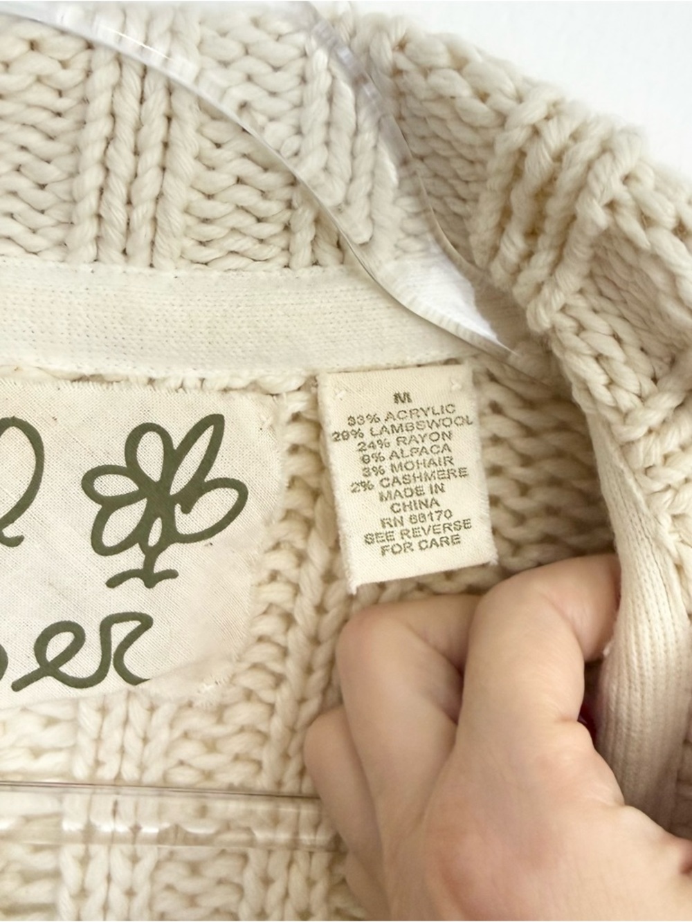 Anthropologie Field Flower Chunky Knit Cardigan Wool Blend Penguin Sweater M - Picture 3 of 5
